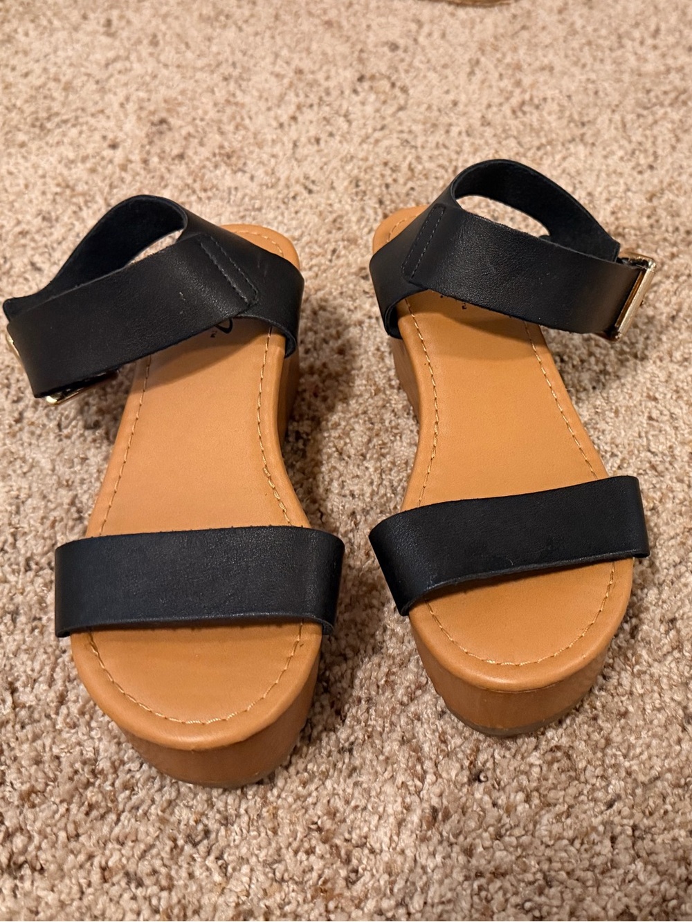 Women's Black Ankle-Strap Platform Sandals